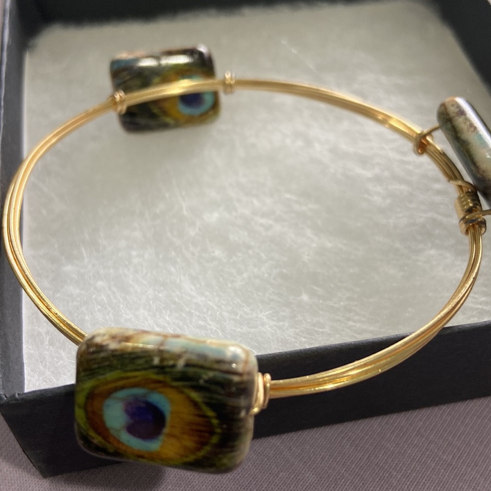 Alex and Ani New peacock 3 beaded bracelet